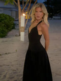 Nukty New Black Backless Long Dresses For Women Fashion Sleeveless High Waist Bodycon Prom Dress Elegant Evening Party Club Robe