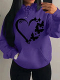 Nukty Combination Of Love And Butterfly  Pattern Hoody Women Hip Hop Street Hoodies Trendy Pocket Clothes Vintage Multicolor Hoodie