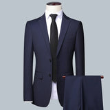 Nukty Men's Solid Color Business Suit High Quality Fashion Banquet Wedding Trend Groom Best Man Single 3/2/1