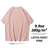 Nukty 280gsm High Qualtity Oversized Heavy T-shirt for Men Short Sleeve Tee Cotton Solid Color Trend Leisure Green White Black