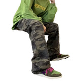 Nukty New Summer Loose Design Mopping Pants American Slim High Street Wide Leg Retro Leopard Print Straight Leg Jeans