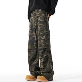 Nukty Men Baggy Camouflage Ripstop Cargo Jeans Male Classic Straight Casual Denim Pants American Style Street Hip Pop Denim Trousers