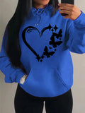 Nukty Combination Of Love And Butterfly  Pattern Hoody Women Hip Hop Street Hoodies Trendy Pocket Clothes Vintage Multicolor Hoodie