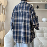 Nukty Spring New Casual Plaid shirt Men's Loose Streetwear Long-sleeved Shirt Retro Shirts Men Classic American style shirt