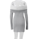Nukty Sexy Elegant Off Shoulder A-line Long Sleeve Mini Dress 2025 Summer Dress Women 50% Off Hot Sale Limited Time Offer
