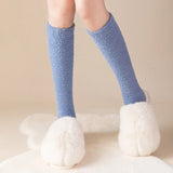 Nukty  Unisex Candy Coral Fleece Long Socks Women Plush Winter Warm Thick Thigh Stockings Lolita Thigh High Home Sleep Floor Sock