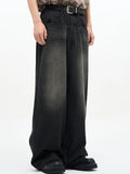 Nukty Male Classic America Hip Hop Rap Jeans Wide Leg Youth Popular Jeans Men Straight Leg Retro Loose Trousers Oversized Denim Pants