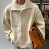 Nukty Winter Clothing Men's Luxury Knitted Jacquard Turtleneck Cardigan Sweatercoat Long Sleeve Casual Buttons Solid Color Coat