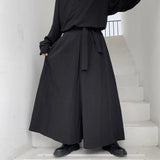 Nukty Chinese Style Men Trousers Dark Style Irregular Wide Leg Men Pants Lace Up Hanfu Tang Trousers Harajuku Kimono Samurai Pants