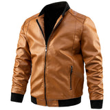 Nukty Plus Size 6XL 7XL PU Jacket Men Leather Coat Casual Motorcycle Biker Coat Solid Color Leather Jackets Male Big Size 6XL 7XL