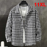Nukty Plaid Jacket Men Plus Size 10XL Jackets Coat Spring Autumn Fashion Casual Black White Plaid Coats Male Big Size 10XL
