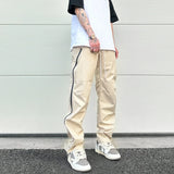 Nukty High Street Vibe Functional Tapered Pants Glue Pressed Side Zipper Nylon Trousers Baggy Casual Thin Tactical Pants for Men