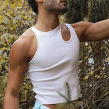 Nukty Men's Tank Tops Fashion Solid Color Sexy Vests for Men Premium Personality Breathable Hollow Out Streetwear Tops S-4XL 2023