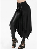 Nukty Black Medieval Skirt Women Halloween Vintage Irregualr Hem Steampunk Ladies Long Skirts Gothic Cosplay Dress Skirt Fashion