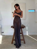 Nukty Black Fashion Polka Dots Sundress Sexy See Through Spaghetti Strap Maxi Dress Women Summer Clothes Party Slip Dresses A1259