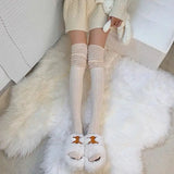 Nukty Solid Color Thigh High Stockings Women Trendy Casual Over The Knee Female Long Socks Thermal Warm Cotton Tall Tube Leggings