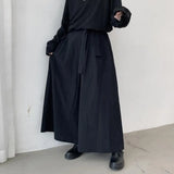 Nukty Chinese Style Men Trousers Dark Style Irregular Wide Leg Men Pants Lace Up Hanfu Tang Trousers Harajuku Kimono Samurai Pants