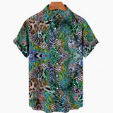 Nukty Short Sleeve Leopard Men's Shirts For Man Clothing Hawaiian Fashion 3D Print Thin Lapel Floral Casual Oversized Imported Camisa