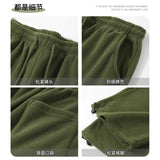 Nukty Double-sided Fleece! Retro Military Green Straight-leg Pants Women Loose Thickened Warm Drawstring Casual Wide-leg Pants Men