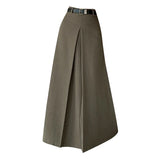 Nukty skirt outfits winter Vintage Pleated Suit Women's Long Skirts Autumn Elegant Office Lady A-Line High Waist Solid Color Casual Skirts Female
