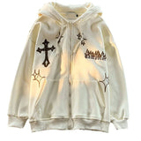 Nukty American Style Trendy Brand Embroidered Sport Jacket Oversize Couple Top Cardigan Hooded Sweatshirt Men Spring Autumn Casual Loo