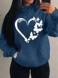 Nukty Combination Of Love And Butterfly  Pattern Hoody Women Hip Hop Street Hoodies Trendy Pocket Clothes Vintage Multicolor Hoodie