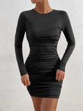 Nukty Long Sleeve Black Sexy Midi Dress Women Backless Club Party Nightclub Vestidos Autumn Woman Bodycon Elegant Evening Clothing