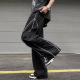 Nukty Oversized Black Sweatpants Men Side Stripe Basic Cargo Pants Lady Y2K Streetwear Baggy Jogger Men Women Casual Korean Fashion