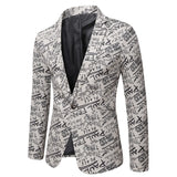 Nukty WELL DRESSED MEN Brand Suit Jacket Fashion Letter Print Casual Slim Fit Blazers Homme 3D Floral Coat Autumn Man Business Social Dress Blazer Coat