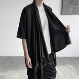 Nukty Summer Japanese Darkness shirt Man Cardigan Harajuku Woman Black Coat Cloak Beach Shirt Obi Streetwear Loose Thin Outer