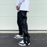 Nukty High Street Vibe Functional Tapered Pants Glue Pressed Side Zipper Nylon Trousers Baggy Casual Thin Tactical Pants for Men