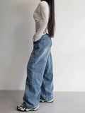 Nukty Vintage Y2k Jeans Women Baggy Kpop Gyaru Streetwear Wide Blue Denim Pants Harajuku Korean Acubi Fashion High Waist Jeans