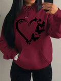 Nukty Combination Of Love And Butterfly  Pattern Hoody Women Hip Hop Street Hoodies Trendy Pocket Clothes Vintage Multicolor Hoodie