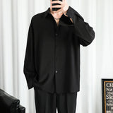 Nukty Shirt Men Solid  Long sleeved Shirt For Men Korean Fashion Shirts Comfortable Blouses Casual Loose Classic Single Breasted Shirt