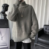 Nukty Autumn Winter Mens Casual Turtleneck Pullover Men's Long Sleeve Rollneck Sweater Korean Style Fashion Warm Knitted Sweater