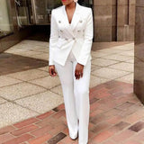 Nukty business casual outfits 2Pcs/Set Blazer Trousers Suit Fashionable Warm High Waist for Holiday Suit Jacket Pants Set Office Blazer Pants Set