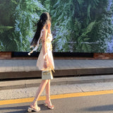 Nukty Elegant Party Dresses for Women Sweet Slim Short Sleeveless Mini Fairy Vintage Bodycone One Piece Dress Korean Y2k