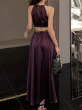 Nukty Vintage Satin Midi Dresses for Women New Summer French Fold Hollow Out Elegant Prom Fashion Slim Casual Female Clothes Robe