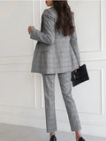 Nukty Women Elegant Formal Business Blazer 3 Pieces Suit Office Work Plaid Jacket Vest Pantsuit Korean Fashion Female Vintage Outfits