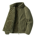 Nukty Winter Fleece Jackets Men Solid Color Loose Casual Warm Coat Mens Stand Collar Outerwear Jacket Harajuku Streetwear Plus Size