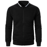 Nukty Men's New Zipper Stand Collar Hoodie Coat Men's Casual Plaid Cardigan Hoodie
