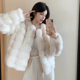 Nukty Winter Fashion Faux Fur Coat Women Korea Fashion Warm Feather Coats Cardigan Short Outercoat Lady Party Elegant Outfits New