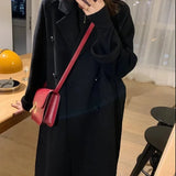 Nukty Long Woolen Jacket Solid Color Double Row Buttoned Overcoat For Autumn/winter New Style Collar Thickened For Cold Weather