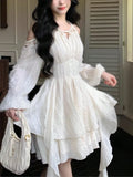 Nukty Women's Chic Irregular Ruffles Shell Decoration Mini Dress Autumn Winter Long Sleeve Off Shoulder Fairy Evening Sequin Vestidos