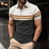 Nukty 2024 Summer Best-Selling Men's Polo Shirt Lapel Printed Men's Clothing Stripes Polo Shirt Casual Sports Men's Shirt