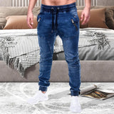 Nukty Men's Outdoor Summer Riding Jeans Motorpoof Jeans Skinny Jeans Fashion Pockets Denim Pencil Pants Ankle Tied Denim Trousers