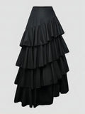 Nukty Women's High Waist Layered Ruffle Maxi Cake Skirt Elegant Party Wedding Guest Y2K Solid Vintage Black Solid A Line Skirts