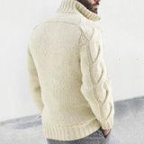 Nukty Fashion Slim Knitted Sweatercoat Men Casual Zip-up Turtleneck Knit Cardigans Autumn Winter Vintage Twist Jacquard Mens Sweaters