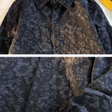 Nukty Shirts Men Floral Japanese Style Fashion Loose Pleated Long Sleeve Vibe All-match High Street Youthful Cool Designed Vintage