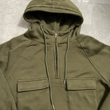 Nukty Half Zipper Men's Hoodies Solid Warm Fleece Sweatshirts Multi Pockets Male Hooded Jackets Thick Outdoor Polar
